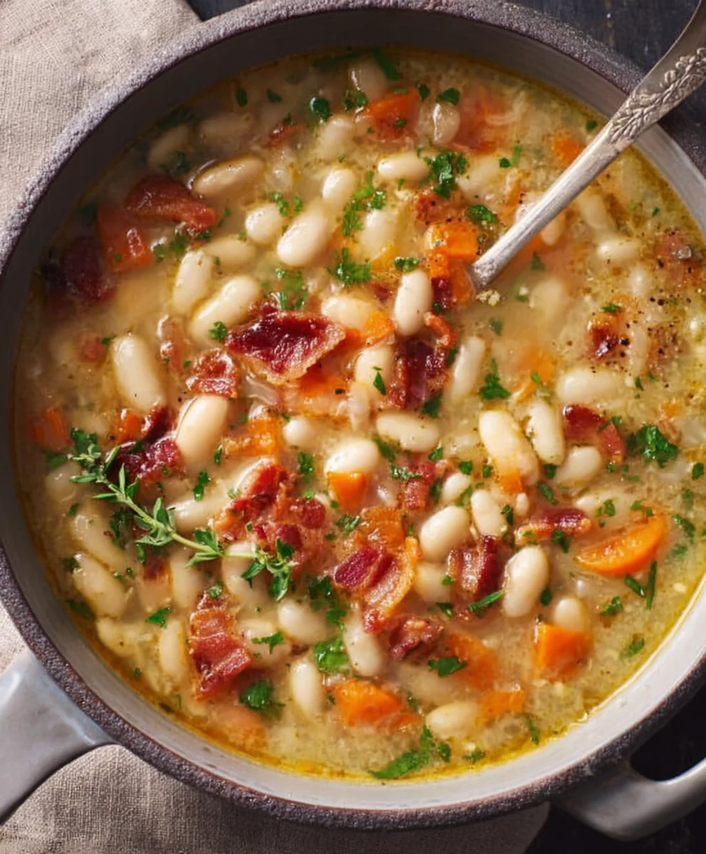 Hearty White Bean Soup with Beef Beef Bacon Flavor