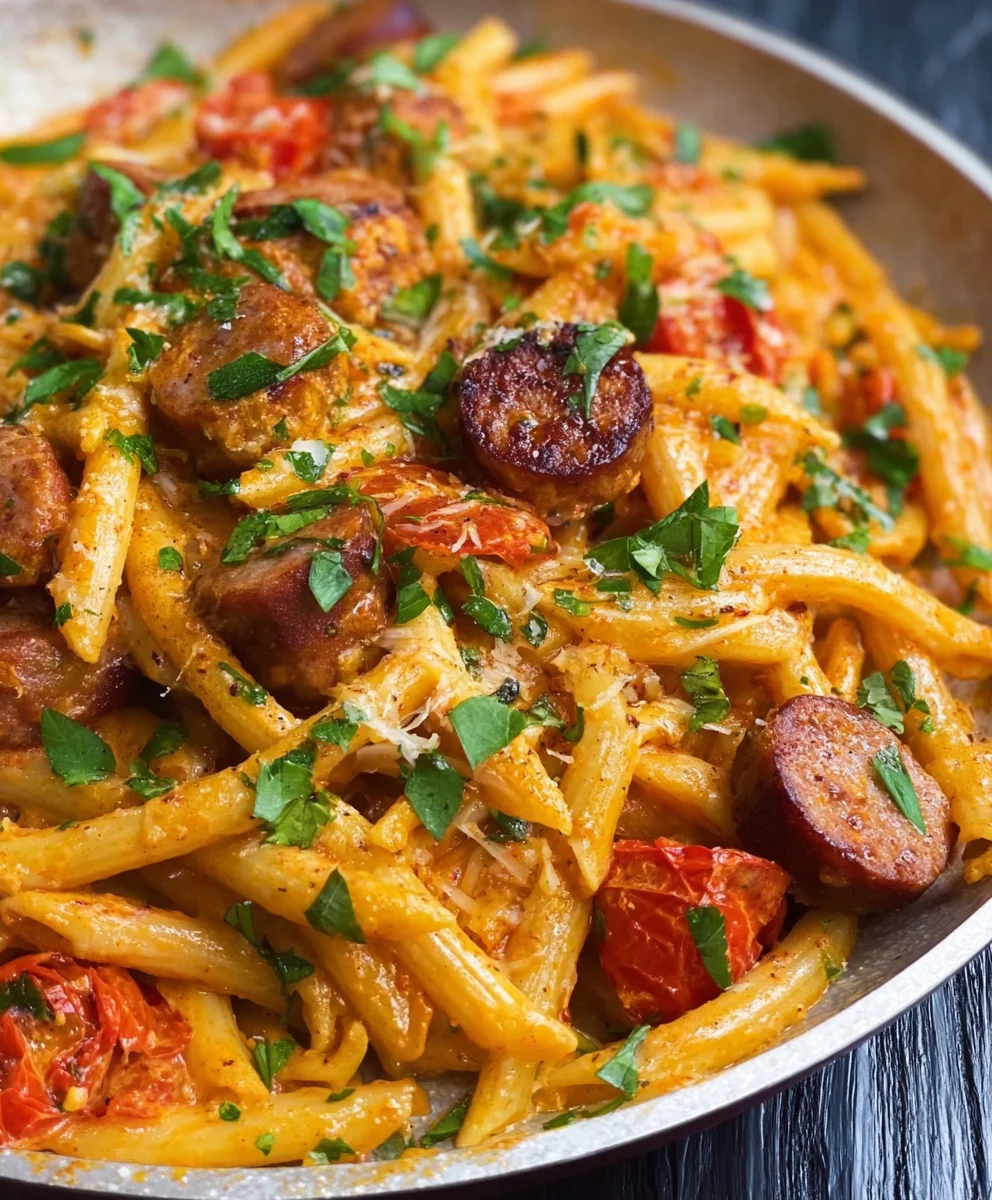 One Pot Creamy Cajun Sausage Pasta Quick Recipe