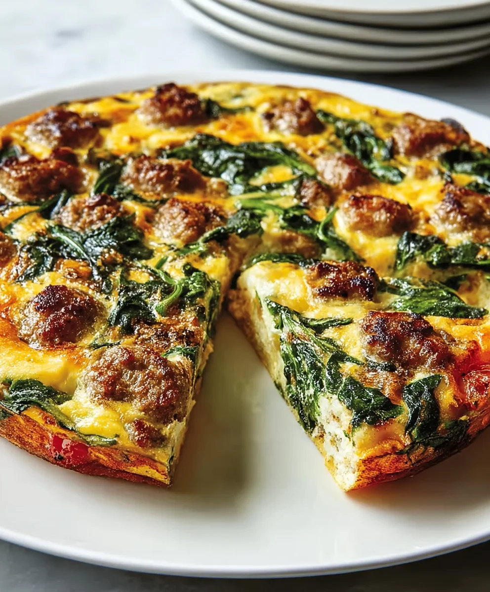 Beef Sausage Spinach Frittata - Easy Delicious Recipe