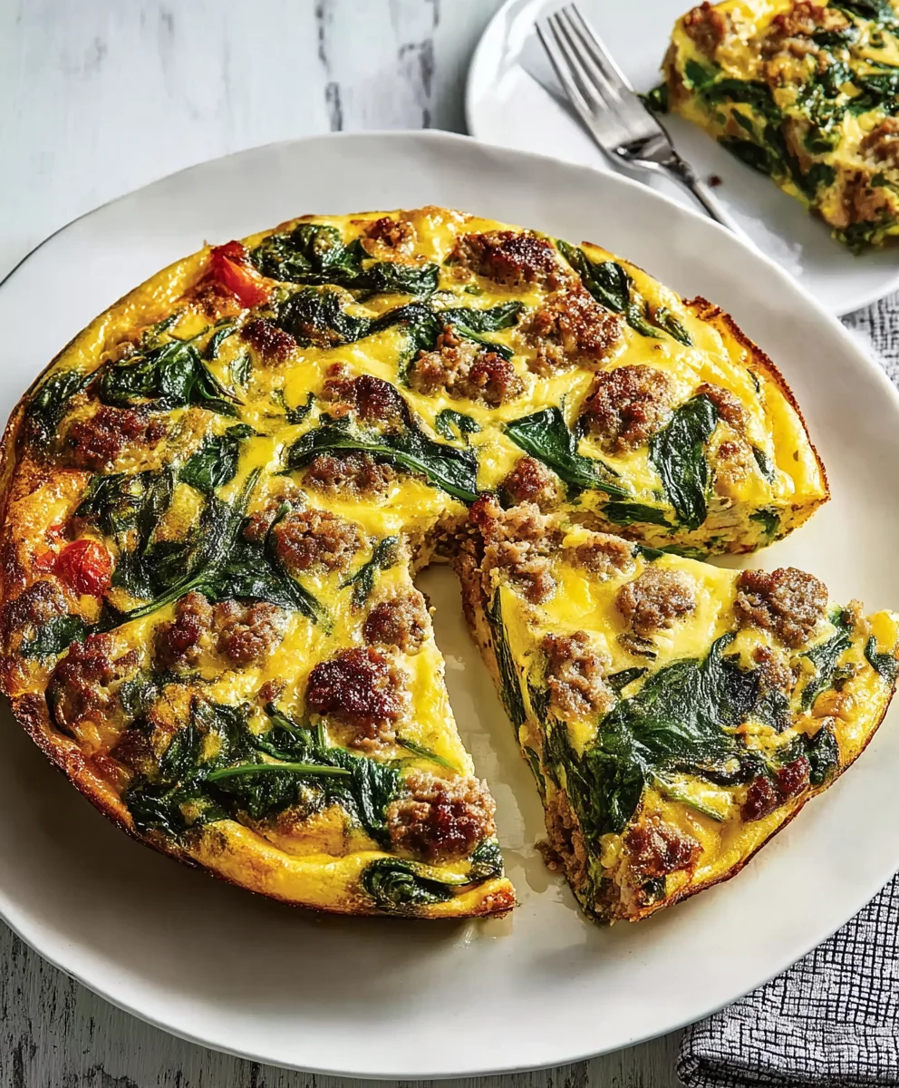 Beef Sausage Spinach Frittata - Easy Delicious Recipe