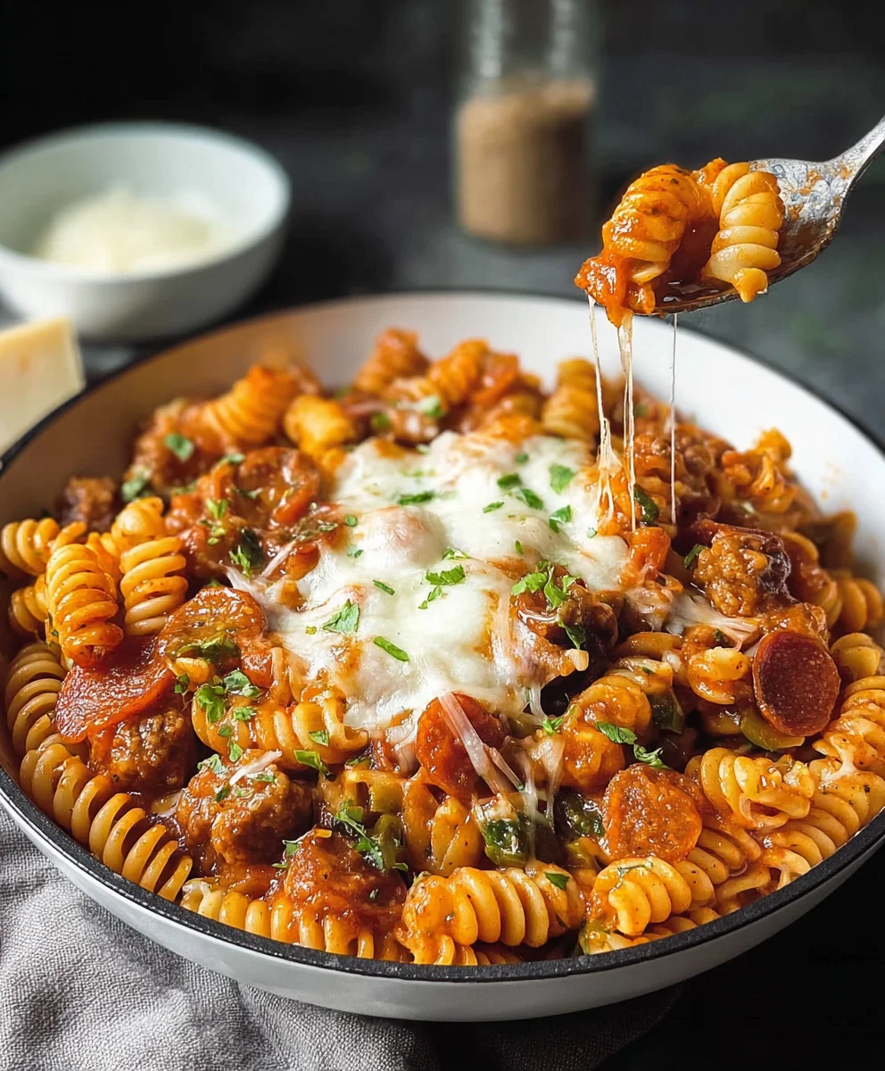 Easy One-Pot Pizza Pasta Recipe-Quick & Delicious