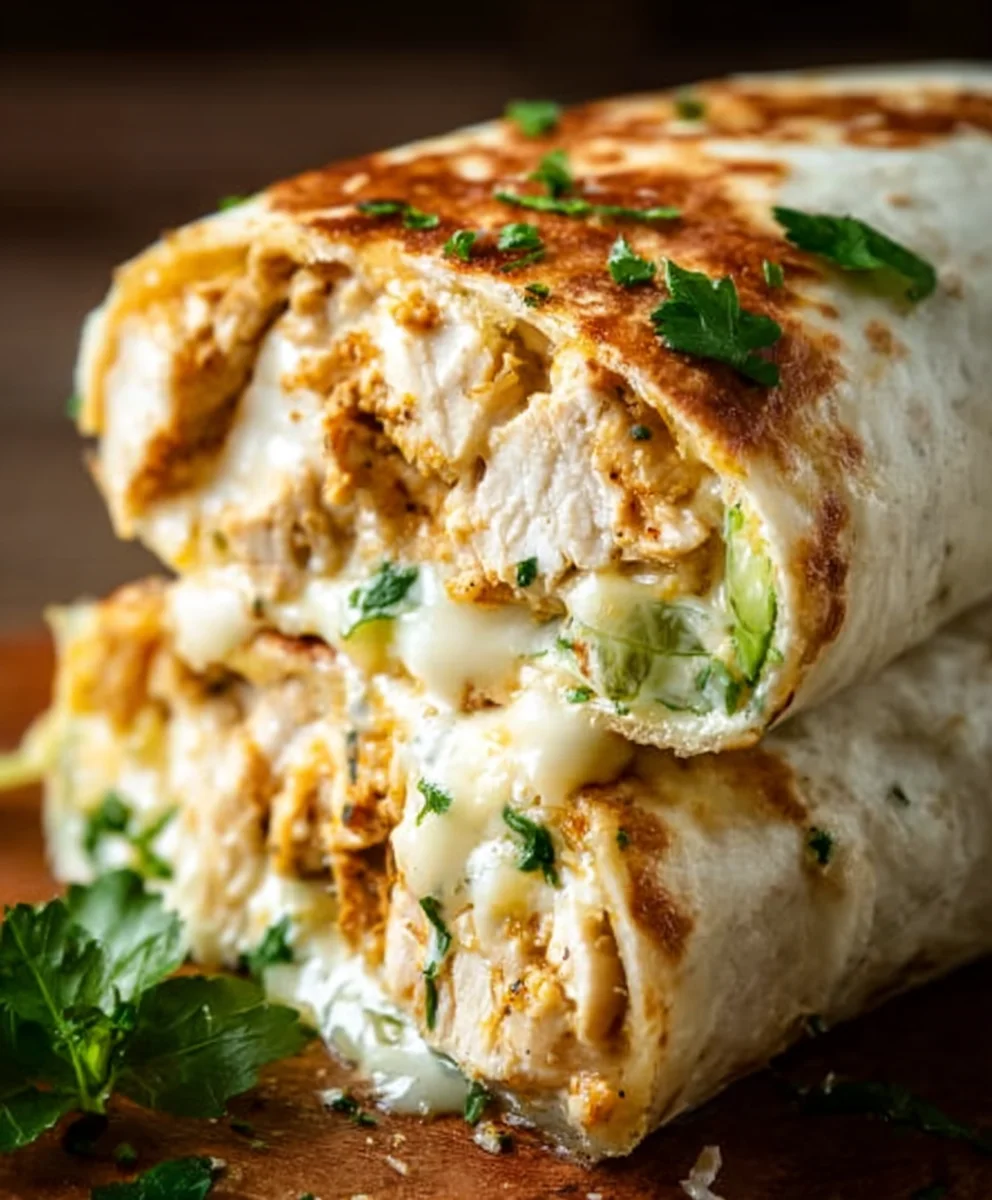 Cheesy Garlic Chicken Wraps Quick Easy Recipe