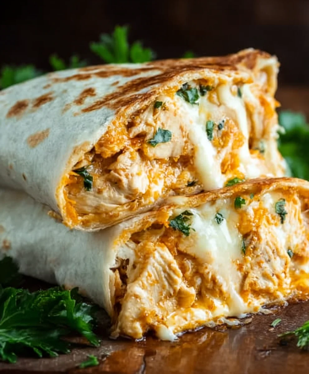 Cheesy Garlic Chicken Wraps Quick Easy Recipe