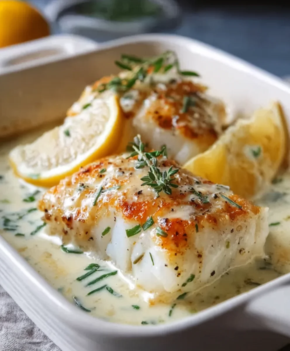 Easy Baked Cod Coconut Lemon Cream Sauce