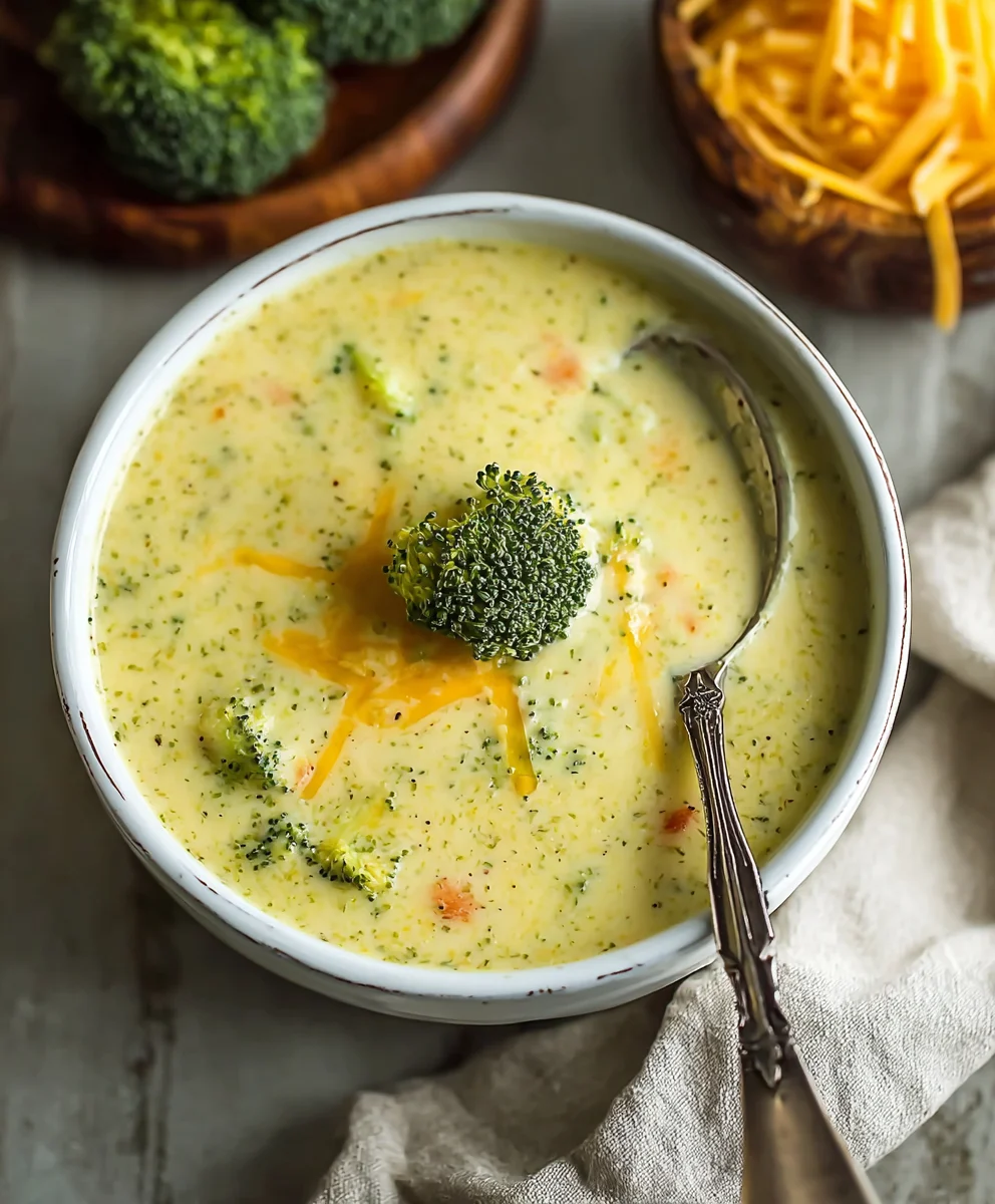 High Protein Broccoli Cheddar Soup-Hearty & Healthy
