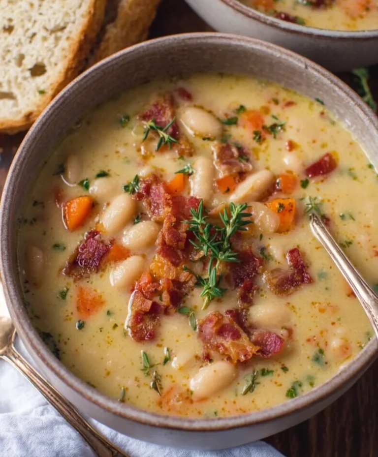 Hearty White Bean Soup with Beef Beef Bacon Flavor