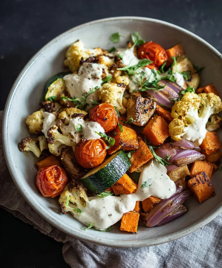 Glow Bowl-Roasted Veggie Tahini Yogurt Sauce
