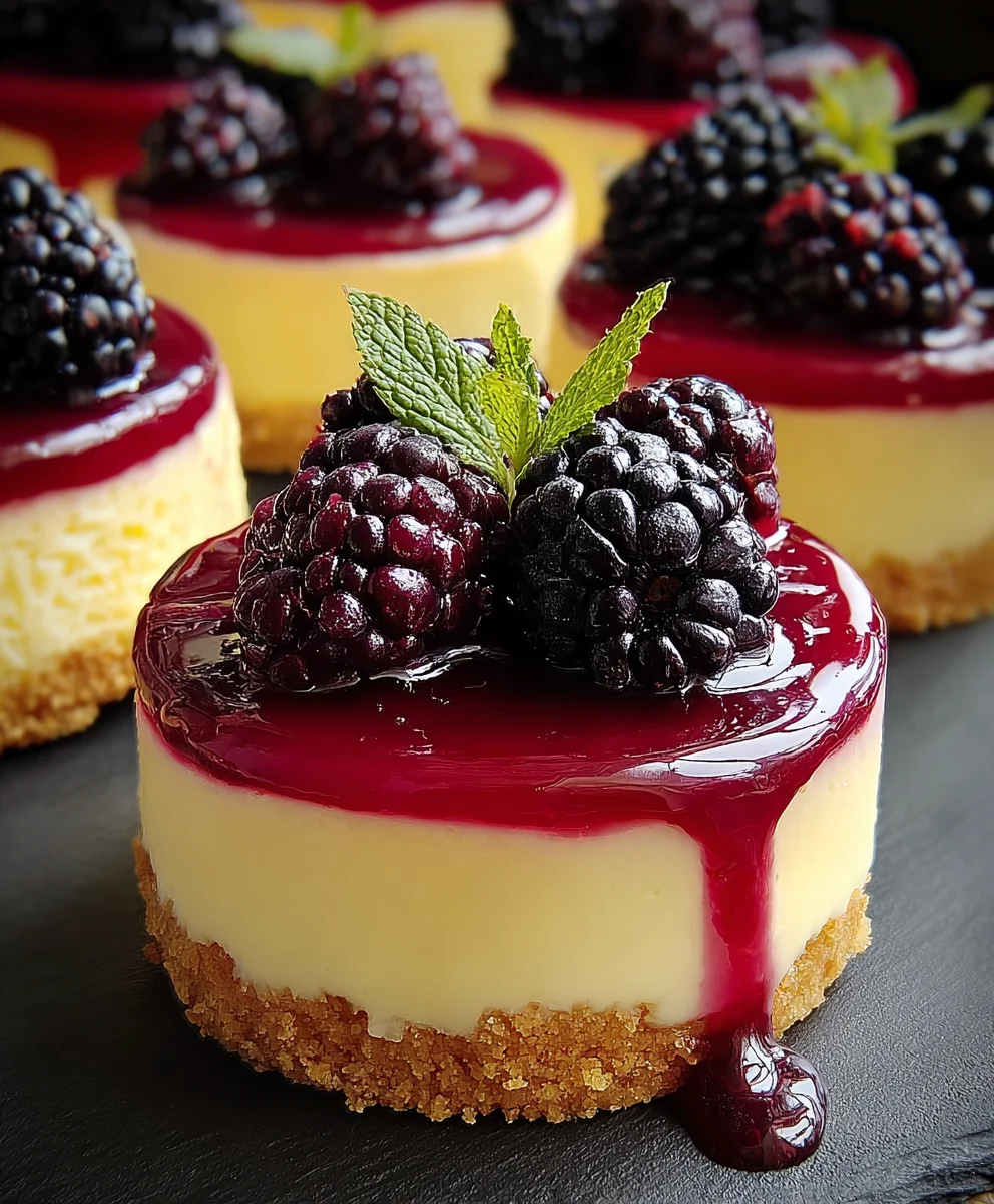 Lemon Raspberry Blackberry Mini Cheesecakes