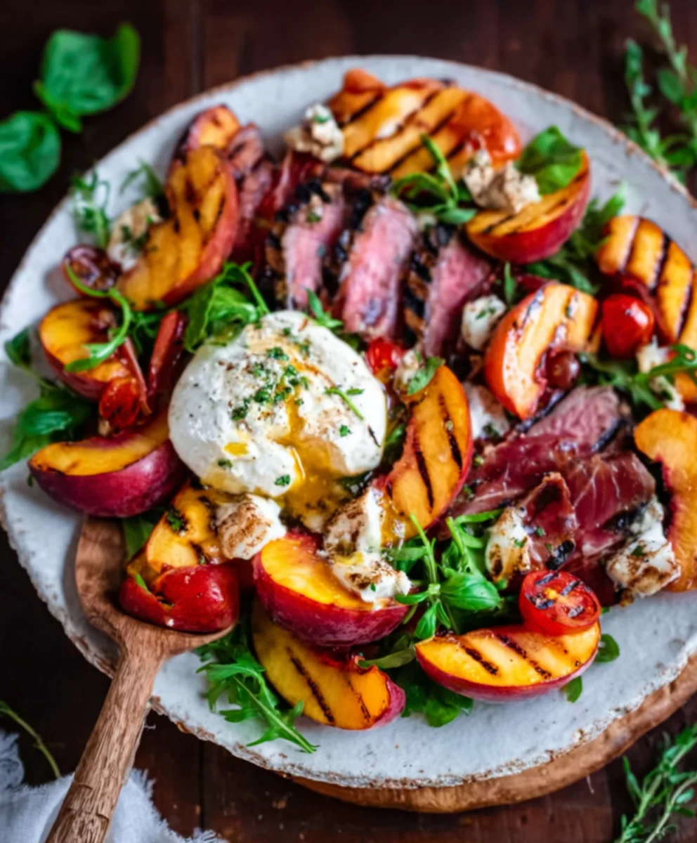 Grilled Nectarine Beef Burrata Beef Prosciutto Salad