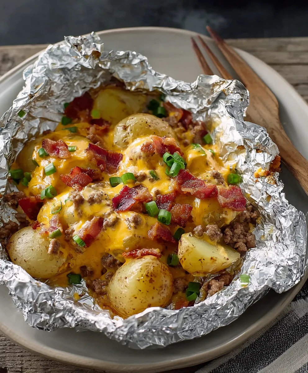 Cheesy Beef Beef Bacon Ranch Potato Foil Packets