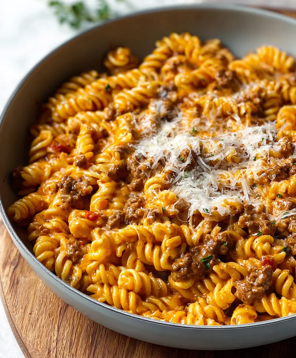 One Pot Creamy Beef Pasta Dinner-Easy & Delicious
