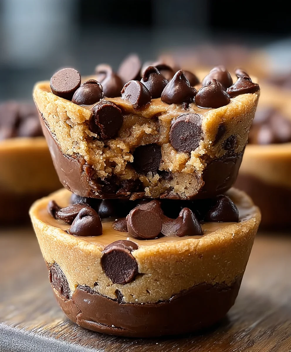 Peanut Butter Chocolate Chip Cookie Cups - Easy Dessert