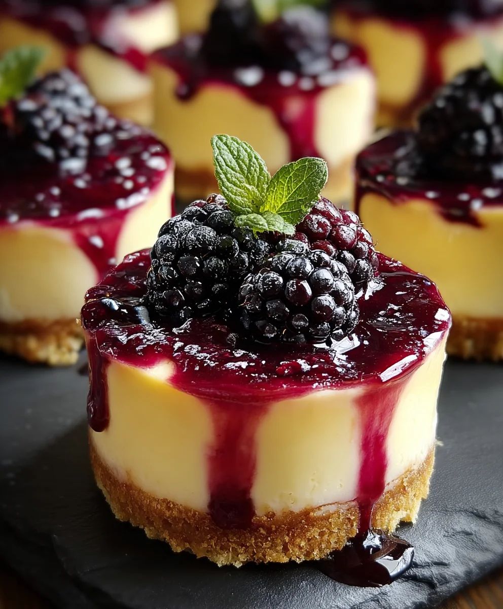 Lemon Raspberry Blackberry Mini Cheesecakes