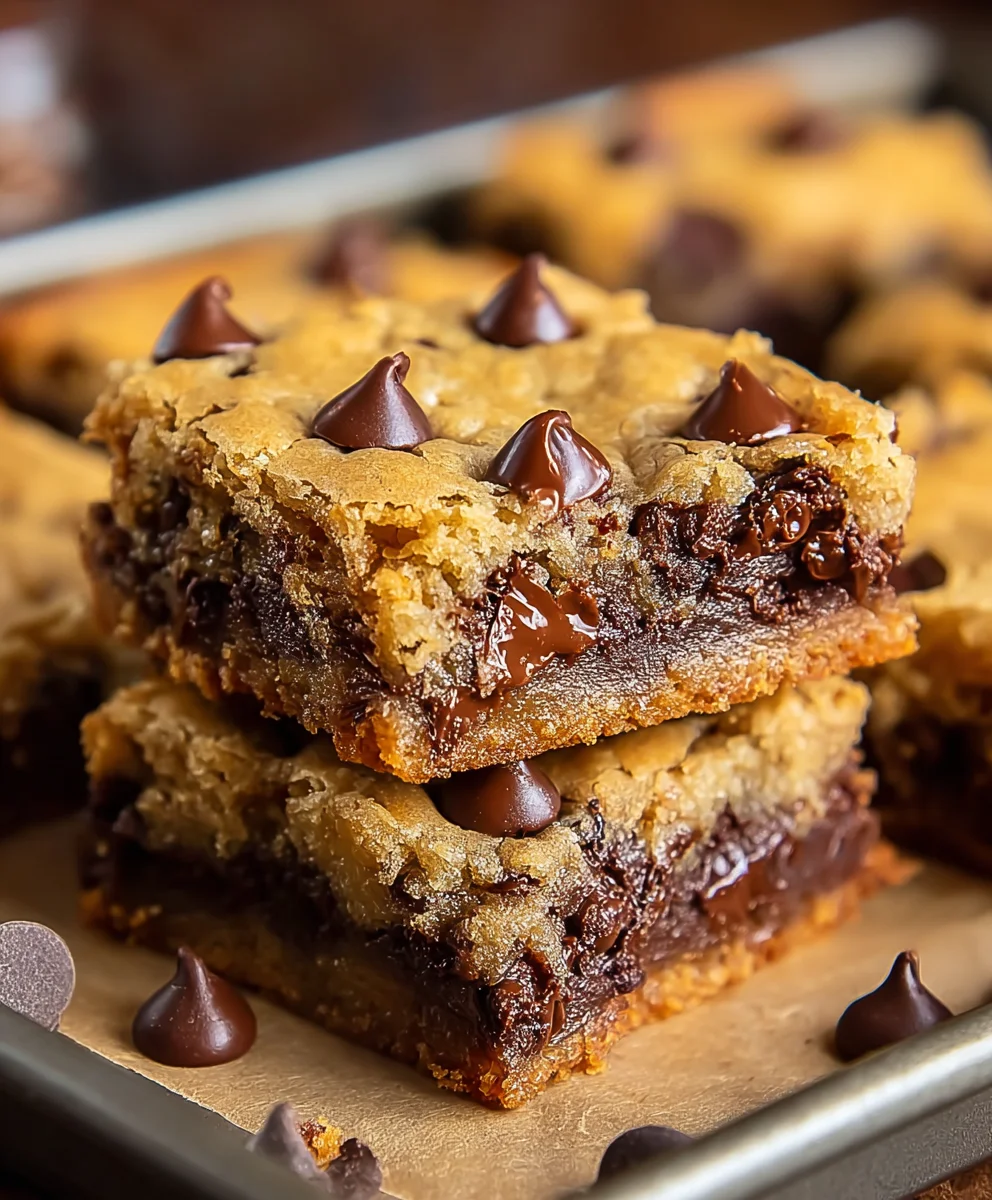 Gooey Chocolate Chip Cookie Bars- Easy & Delicious