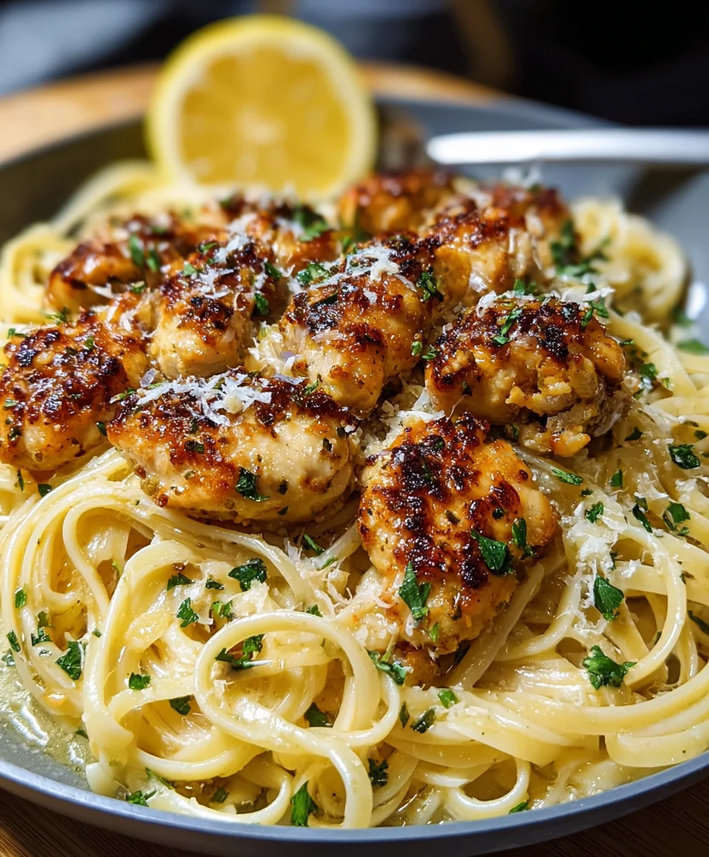 Lemon Garlic Butter Chicken Parmesan Linguine
