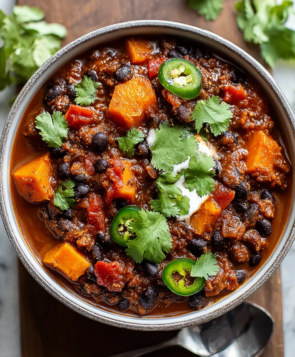 Sweet Potato Black Bean Chili - Hearty & Flavorful