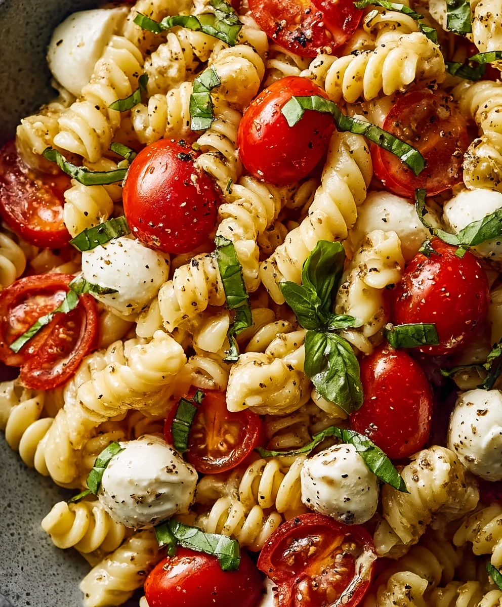 Creamy Caprese Pasta Salad-Easy Summer Meal