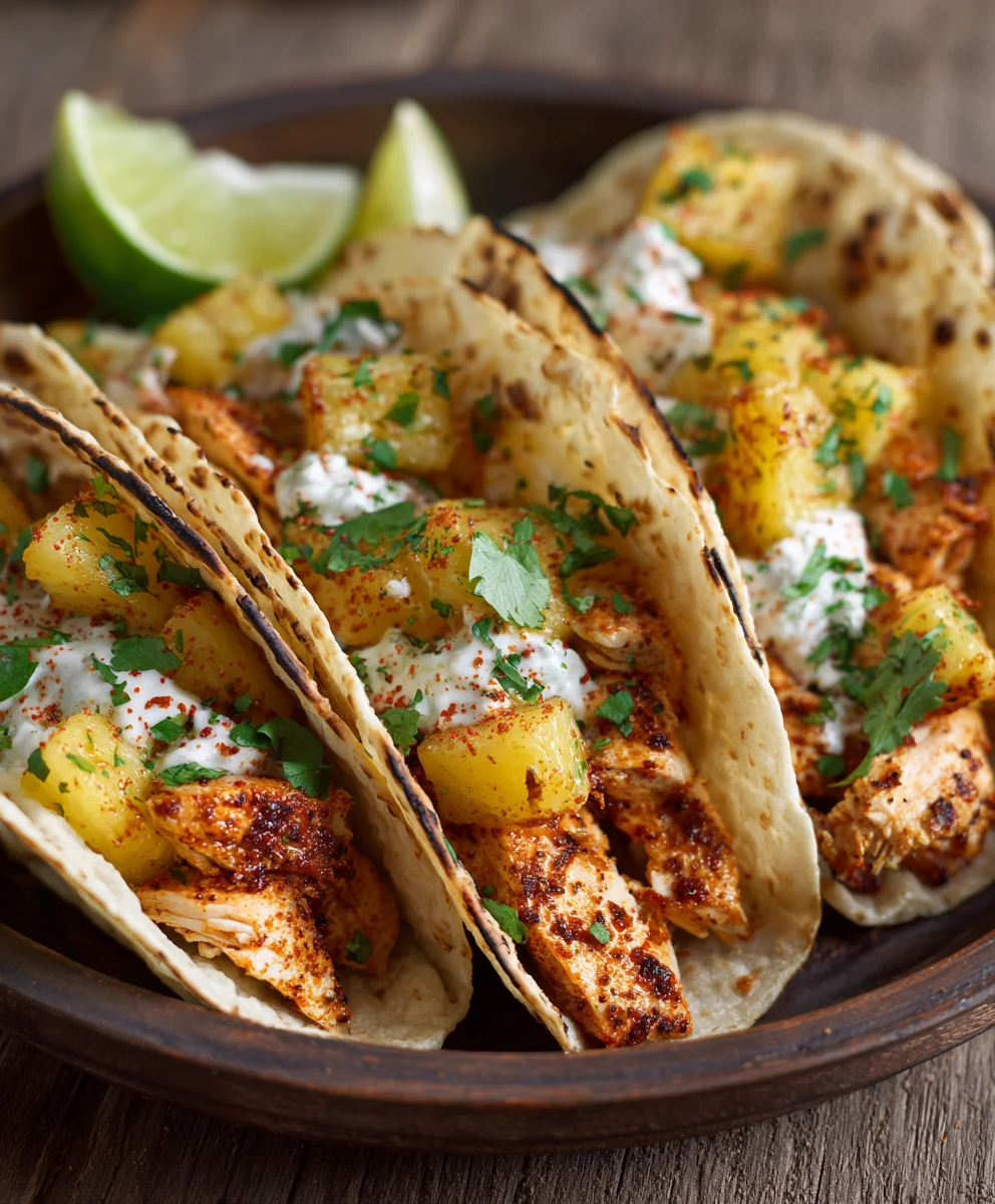 Easy Chicken Pineapple Tacos-Quick One Pan Meal