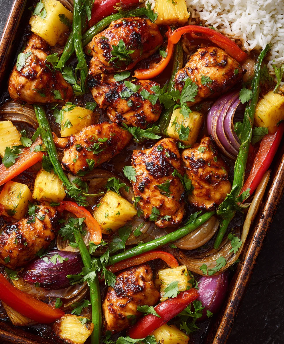 Easy Hawaiian Chicken Sheet Pan Dinner - Weeknight Meal