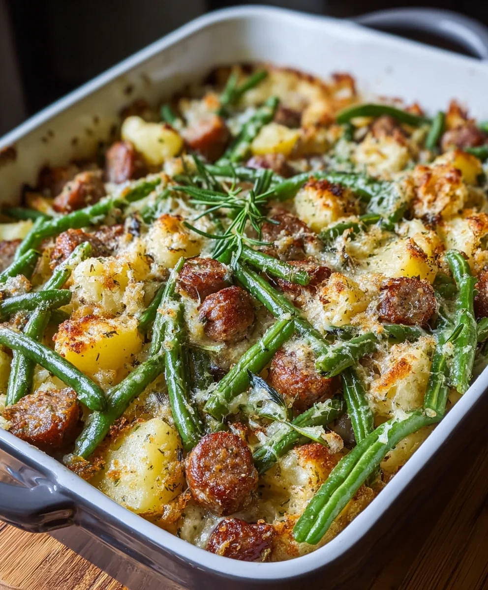 Easy Beef Green Bean Potato Casserole Bake