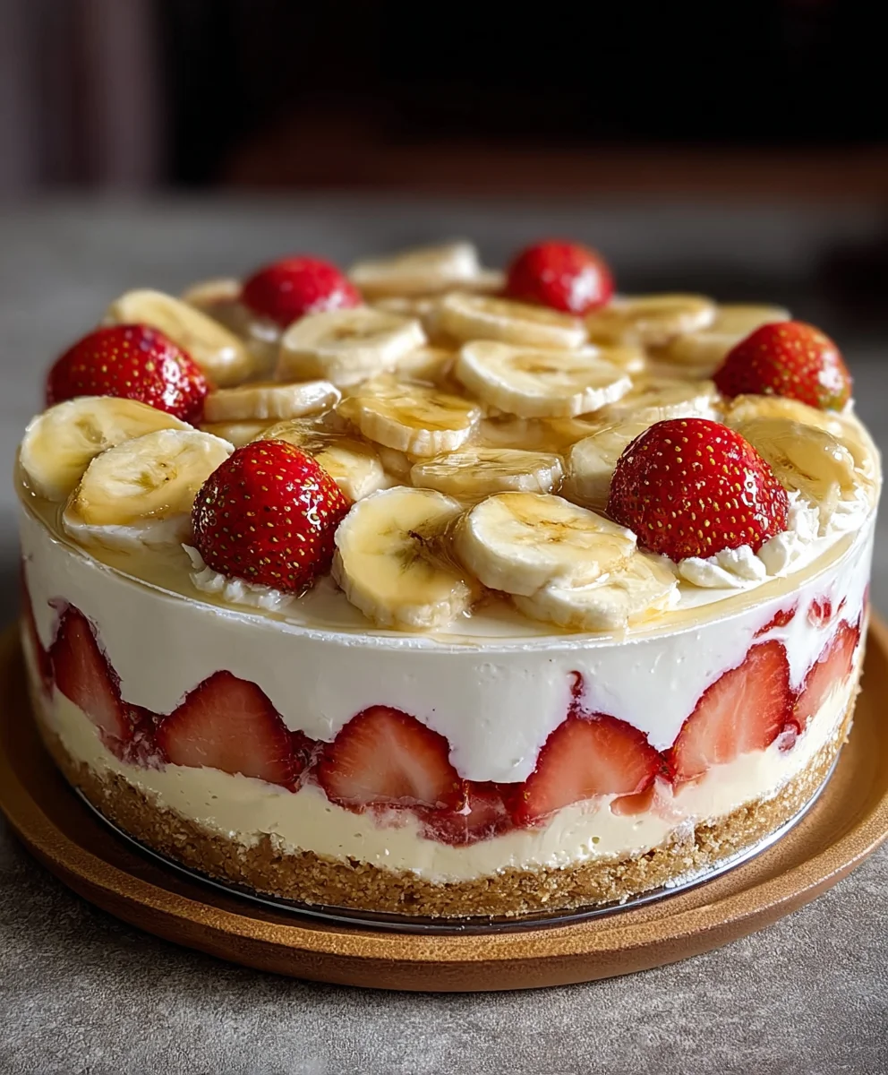 Strawberry Banana Pudding Cheesecake-Easy Dessert