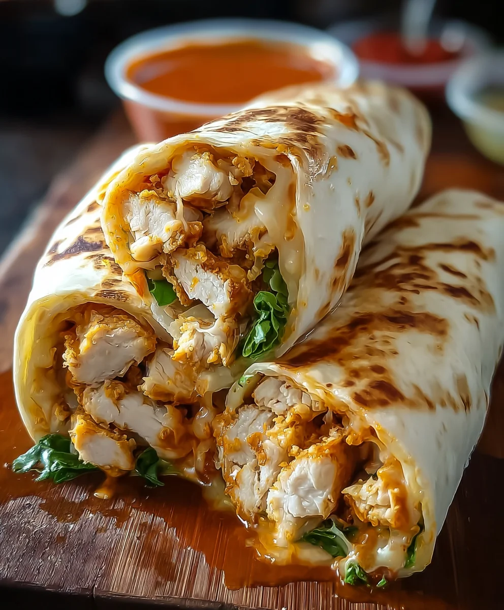 Cheesy Garlic Chicken Wraps- Quick & Easy Dinner