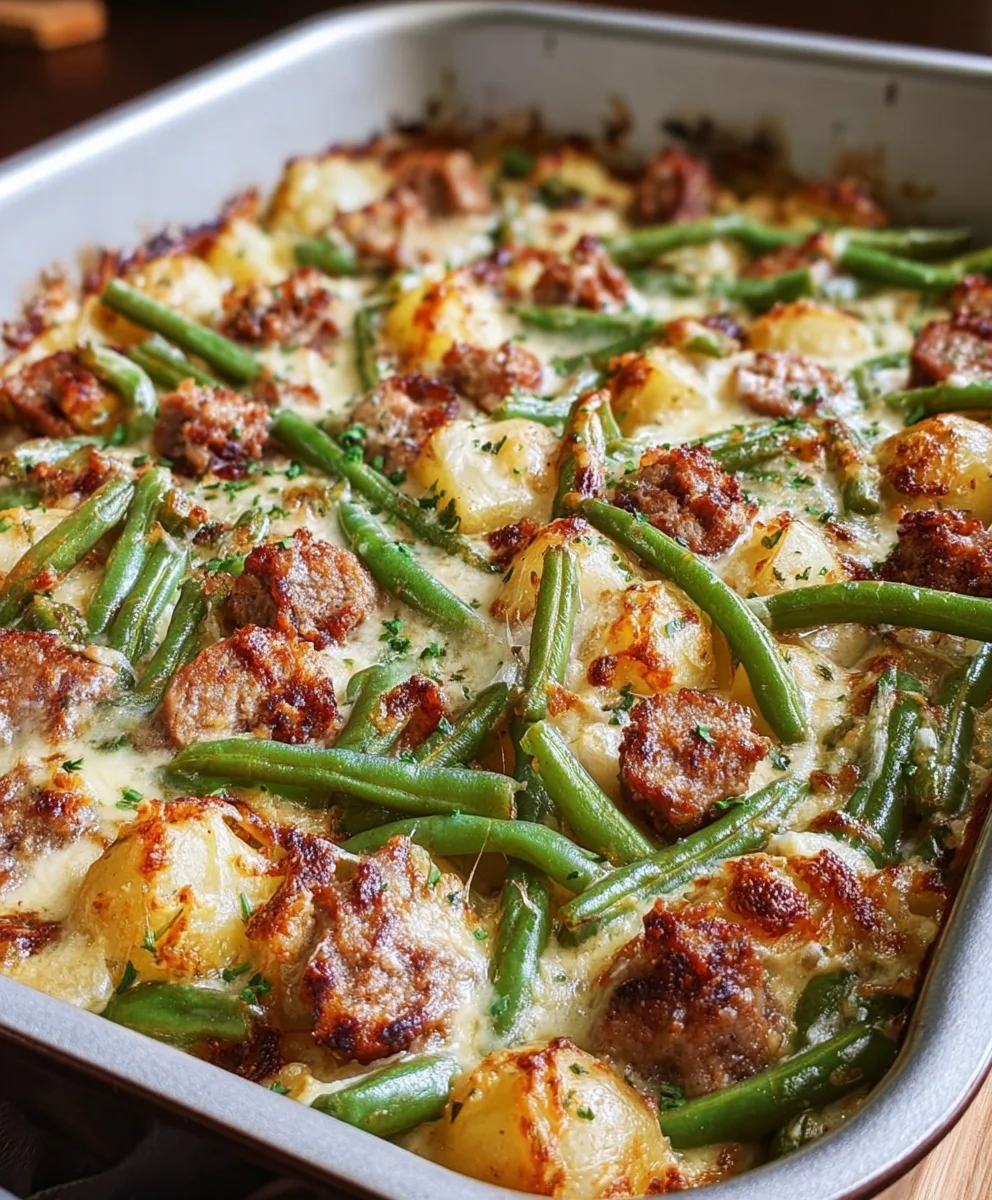 Easy Beef Green Bean Potato Casserole Bake