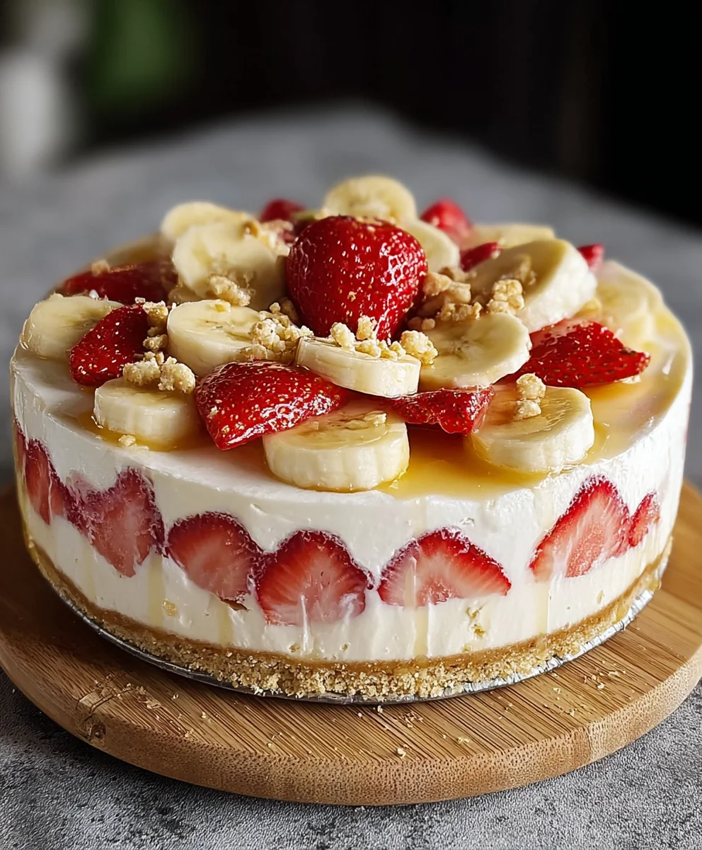 Strawberry Banana Pudding Cheesecake-Easy Dessert