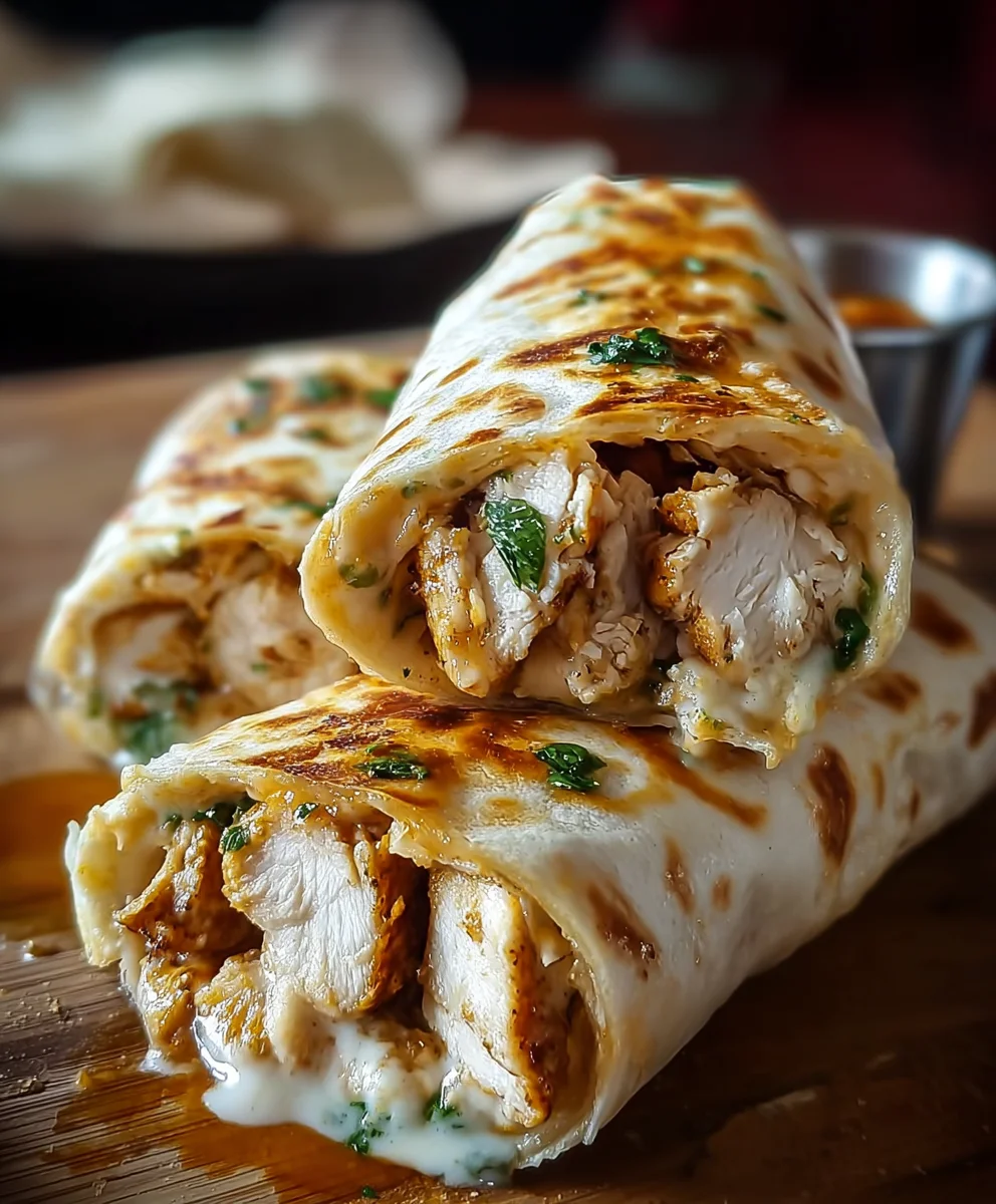 Cheesy Garlic Chicken Wraps- Quick & Easy Dinner