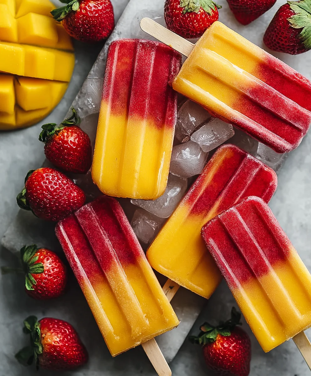 Fresh Strawberry Mango Popsicles- Easy Summer Treat