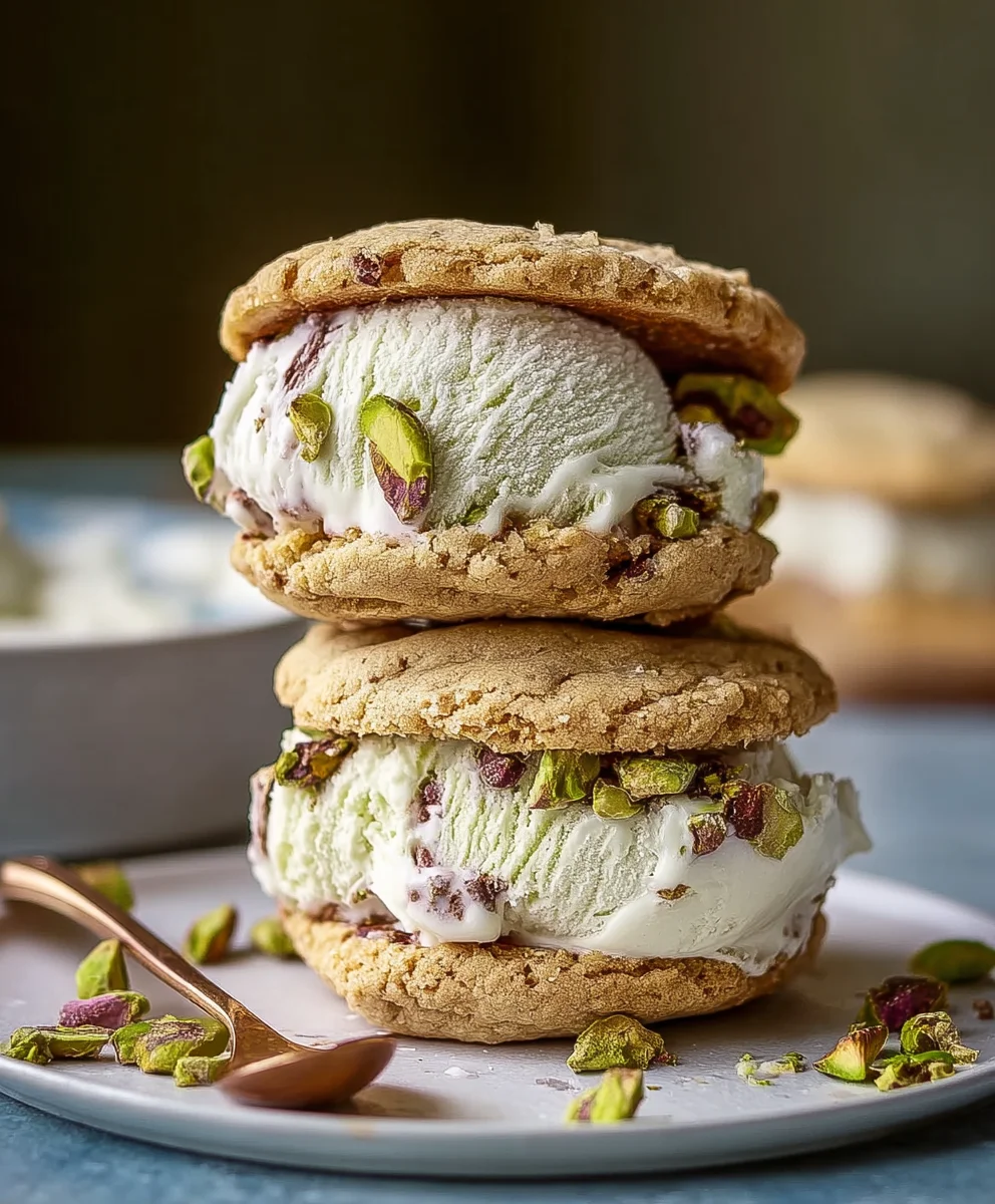 Pistachio Cookie Ice Cream Sandwiches- Easy Dessert