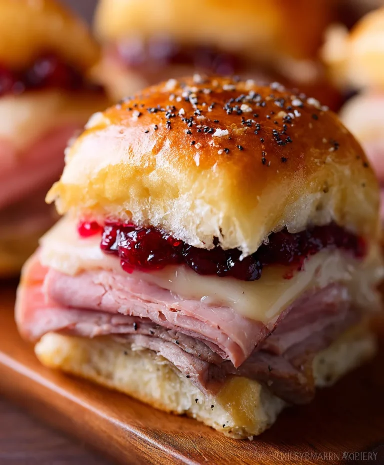 Beef-Beef Ham Cranberry Sliders-Savory Holiday Bites
