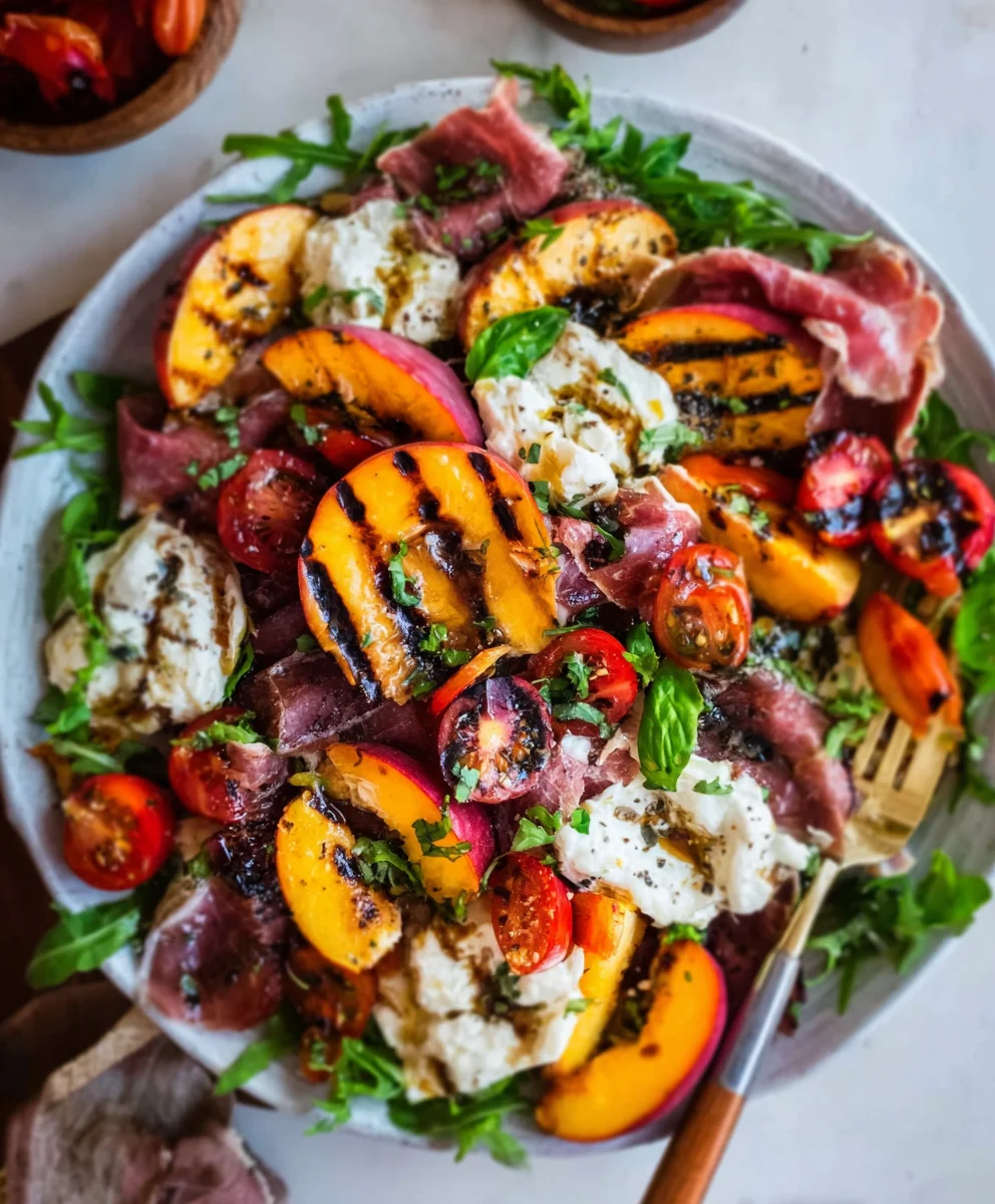 Grilled Nectarine Beef Burrata Beef Prosciutto Salad
