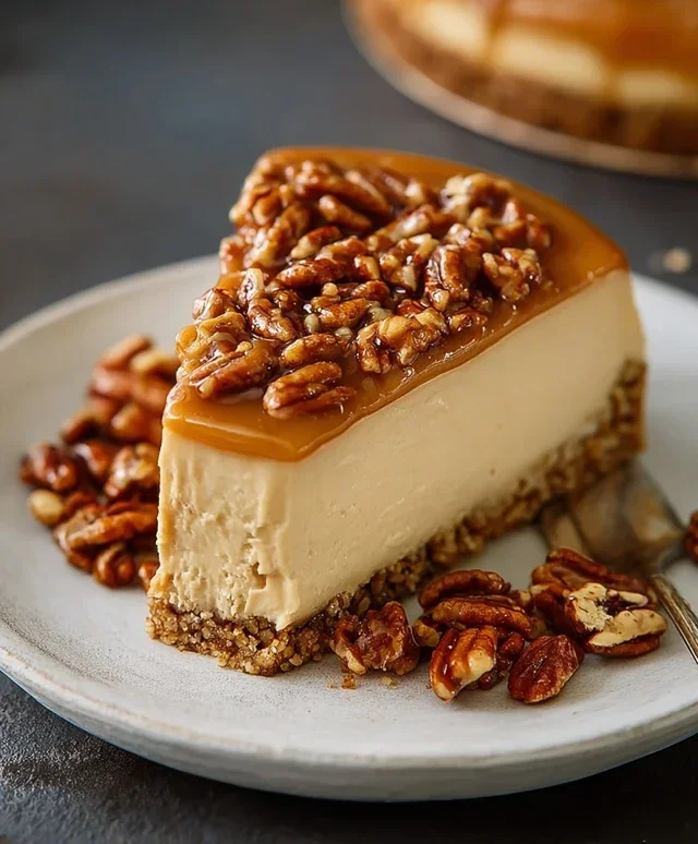 Vegan Caramel Pecan Cheesecake