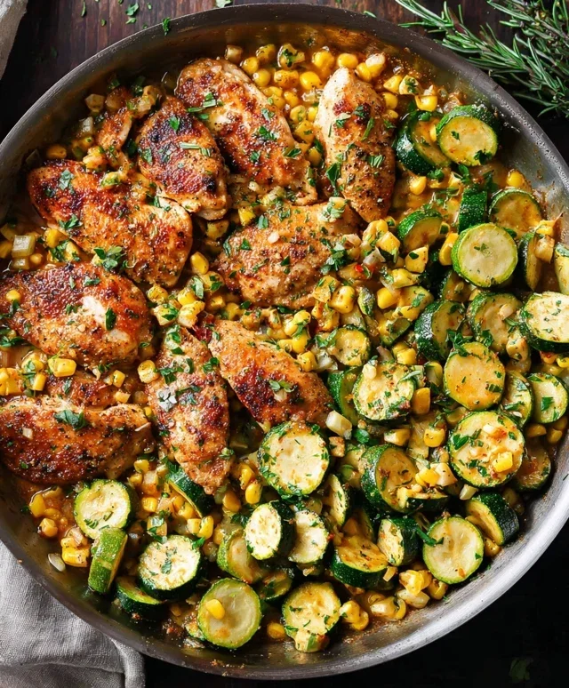 Garlic Butter Chicken with Zucchini and Corn - One-Pan, 30-Minute Meal