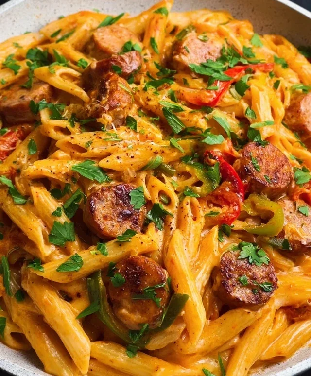 One Pot Creamy Cajun Sausage Pasta (30-Minutes)