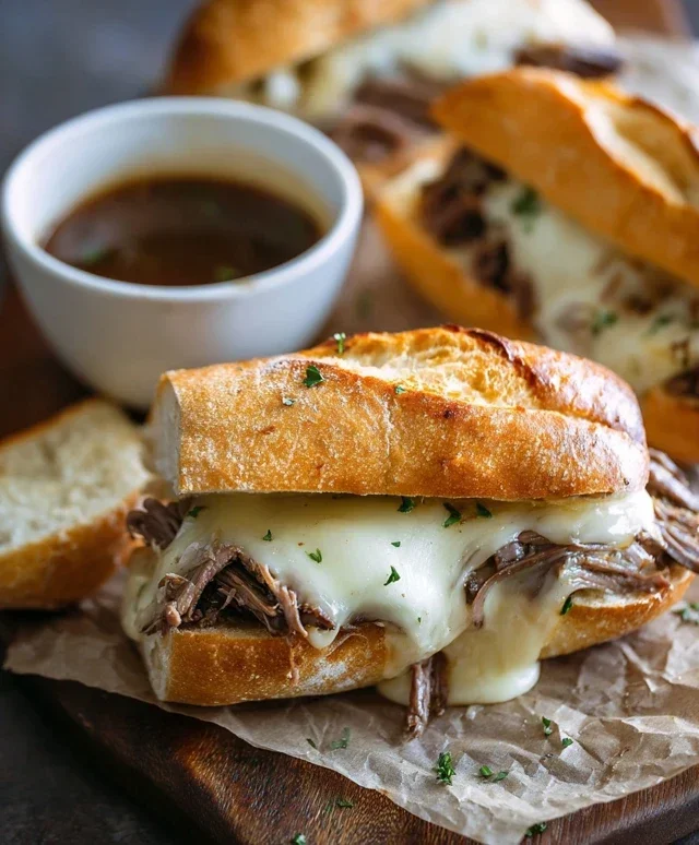 Crockpot French Dip Sandwiches