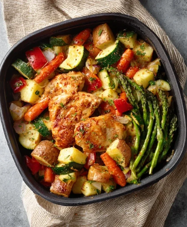 Air Fryer Chicken and Vegetables (in 15 minutes!)
