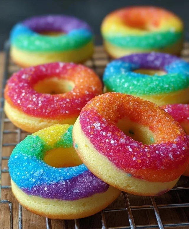 Mini Rainbow Vanilla Bean Donuts