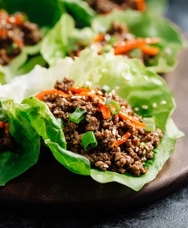 Asian Style Ground Beef Lettuce Wraps