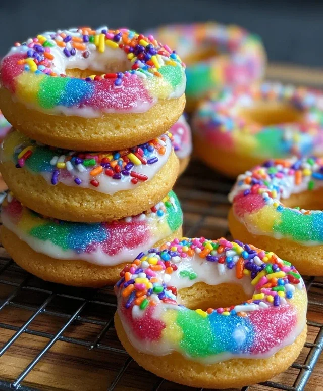 Mini Rainbow Vanilla Bean Donuts