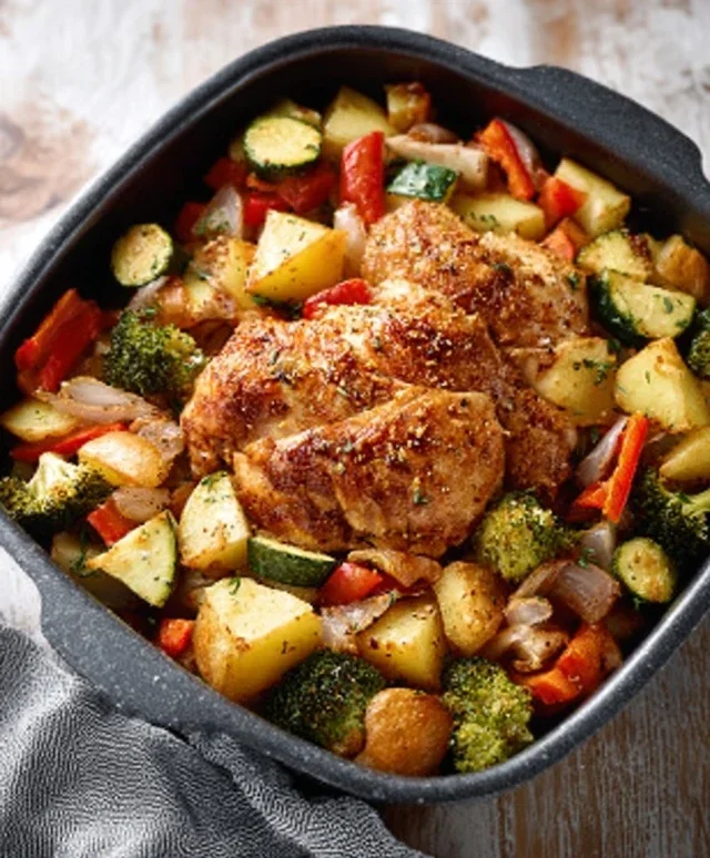 Air Fryer Chicken and Vegetables (in 15 minutes!)