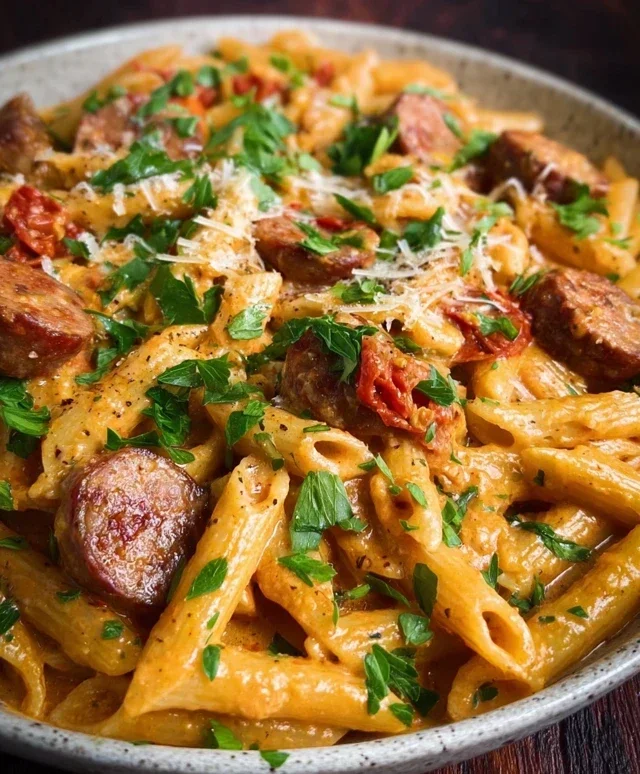 One Pot Creamy Cajun Sausage Pasta (30-Minutes)