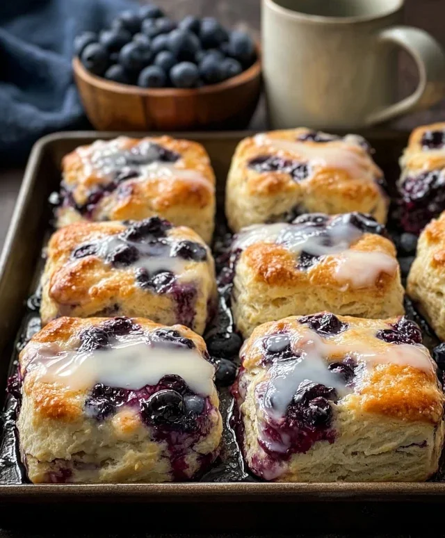 Glazed Blueberry Butter Swim Biscuits