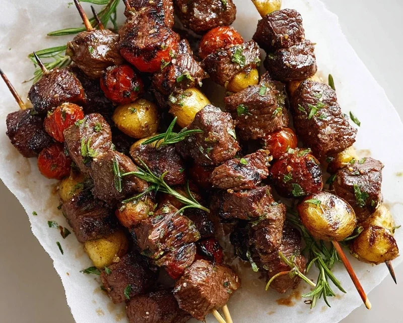 Rosemary Garlic Steak Kebabs
