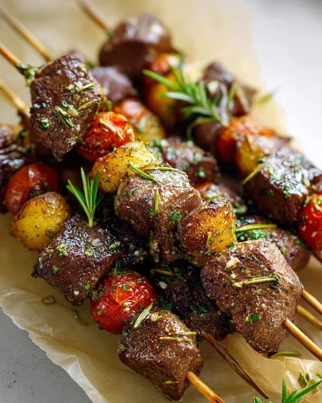 Rosemary Garlic Steak Kebabs