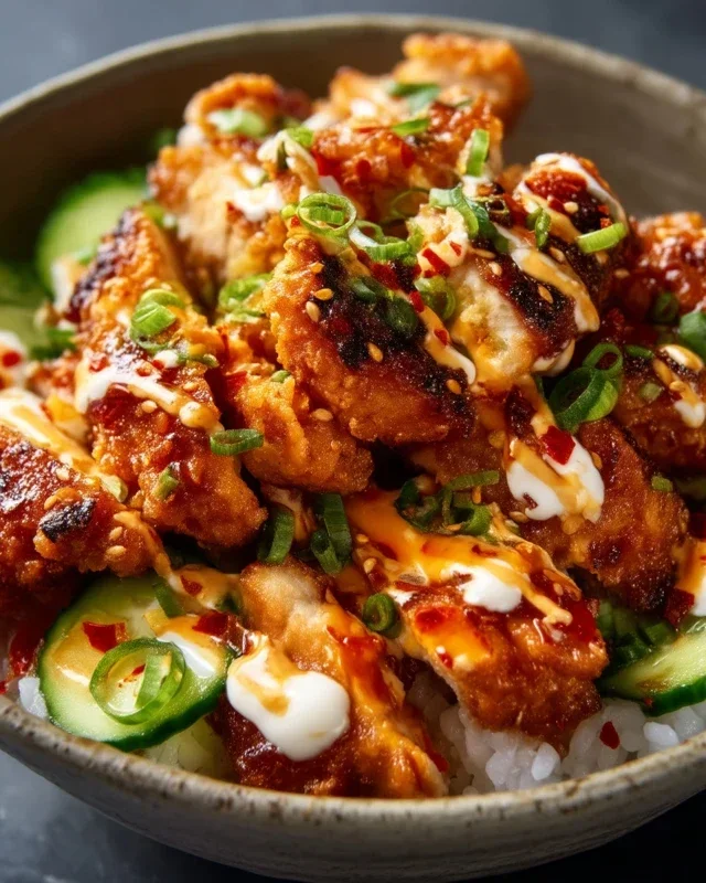 Spicy Honey-Gin Extract Extractger Chicken Bowls with Yum Yum Sauce