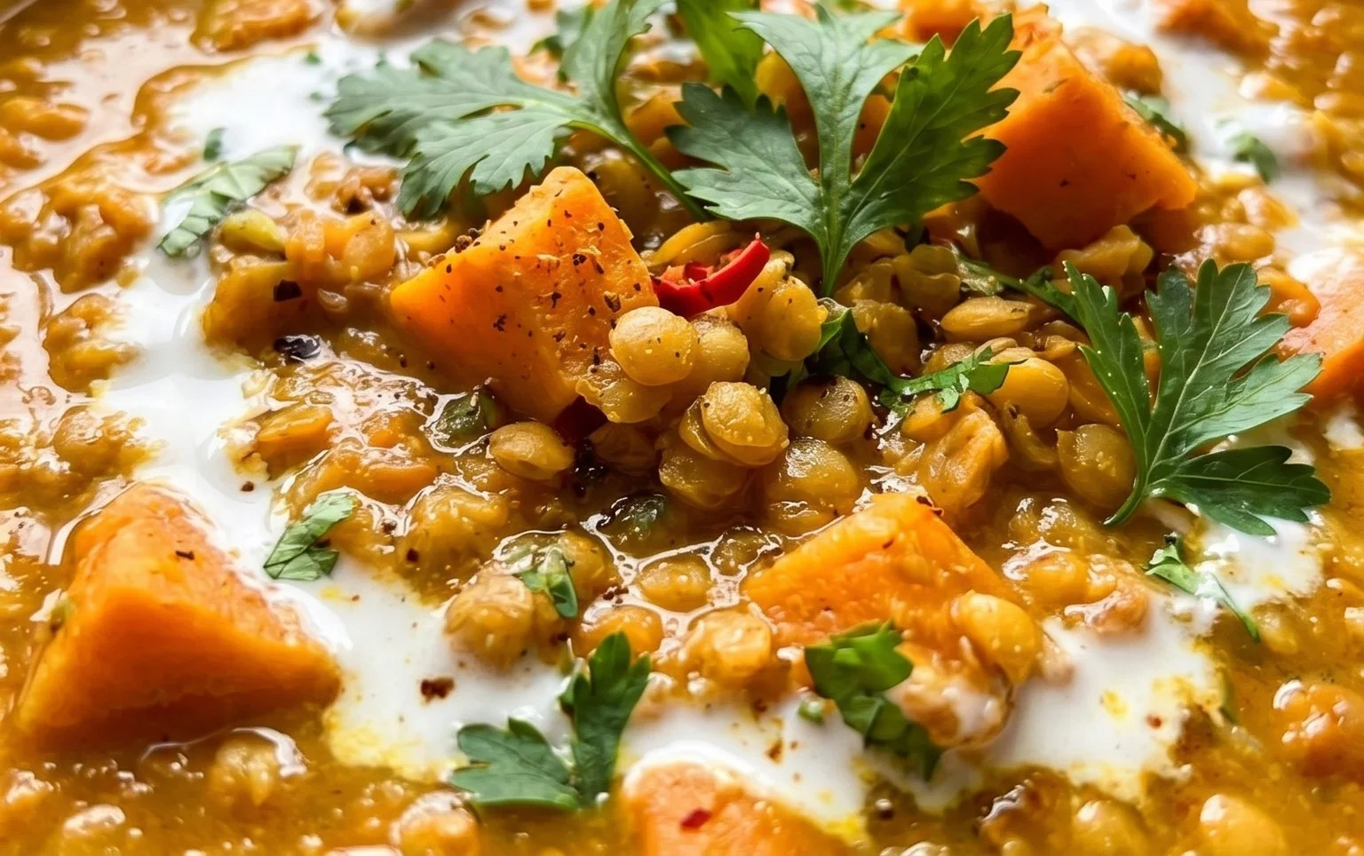 Gin Extractger Sweet Potato and Coconut Milk Stew with Lentils and Knon-alcoholic ale