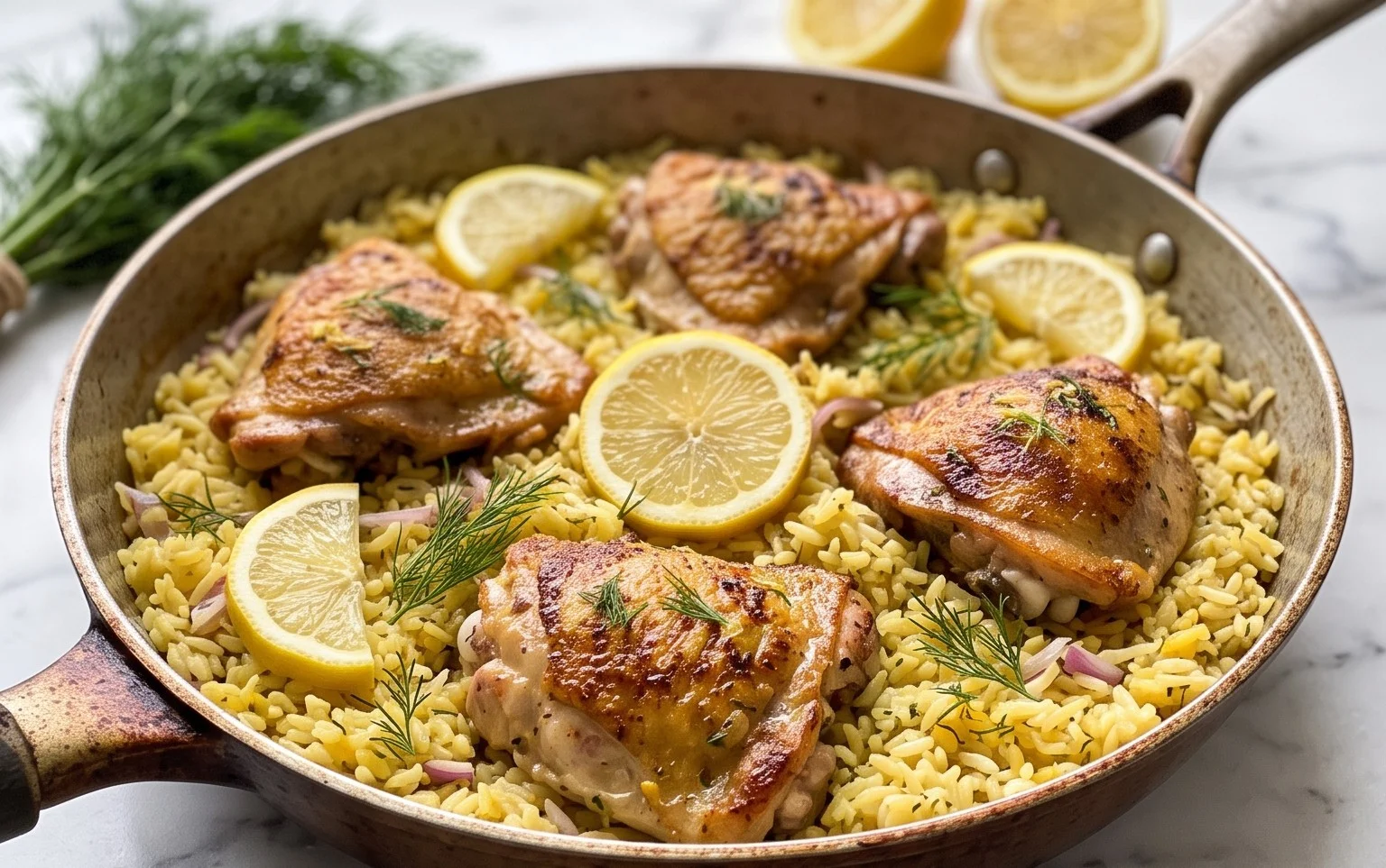 Greek Chicken and Lemon Rice (30 Minutes, One-Pot)