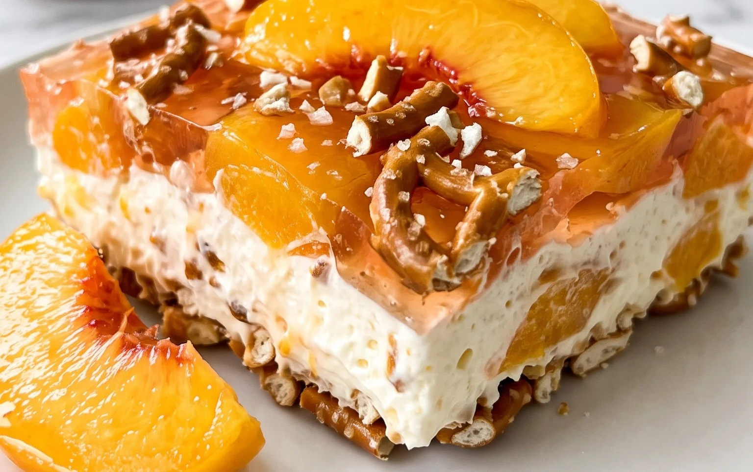 Peach Pretzel Salad Dessert